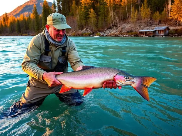 Angler with sockeye salmon on the Kenai River